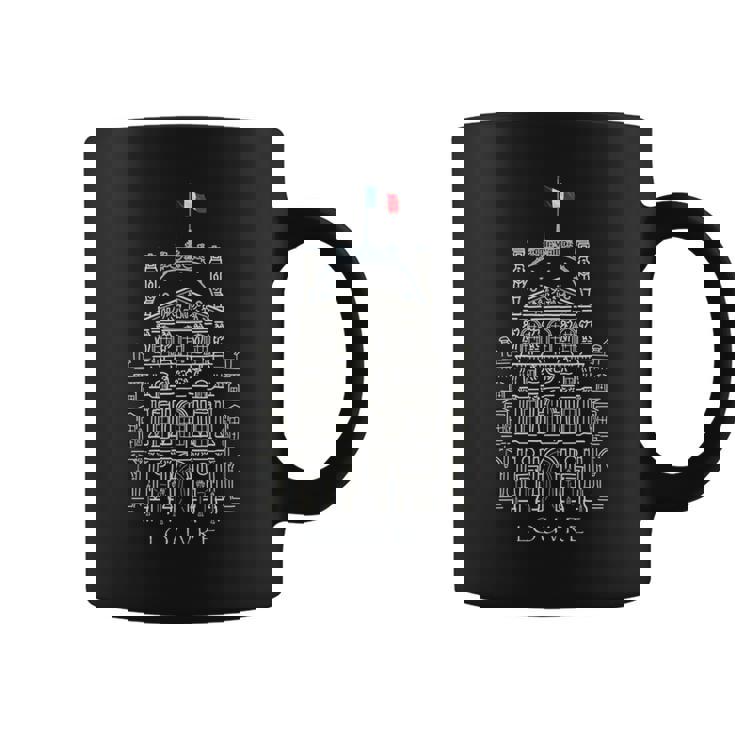 パリ、ルーブル美術館、手描きルーブル宮殿、フランス 長袖tシャツ コーヒーマグ