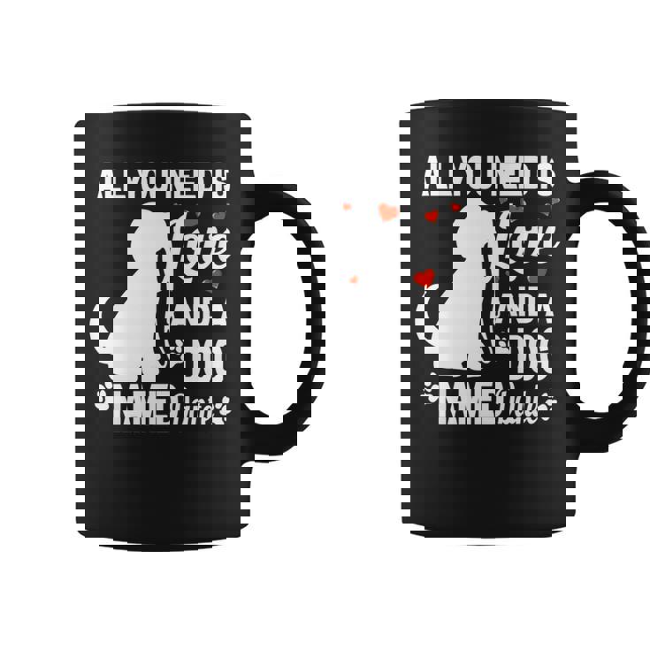 パーソナライズドドッグネームダンテかわいい犬ペット愛好家 長袖tシャツ コーヒーマグ