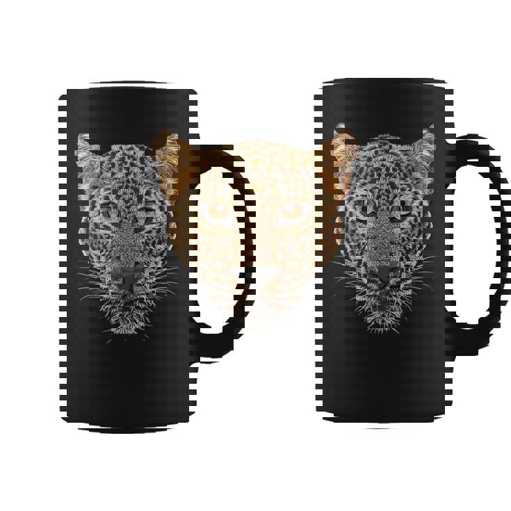 ヒョウの顔 大きな猫の頭 パンテラ パルダス 野生動物 キッズ コーヒーマグ
