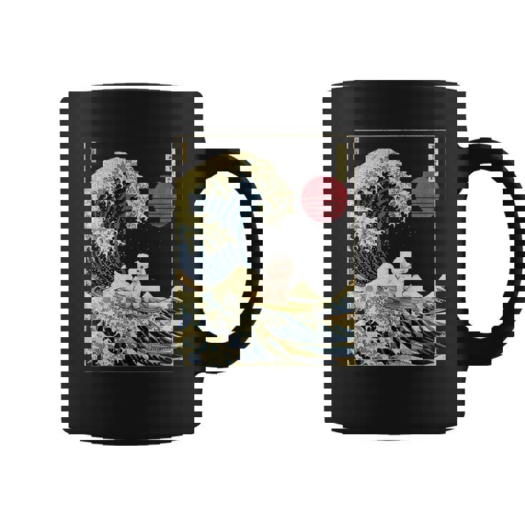 ビション・フリーゼ 日本神奈川波 おもしろサーフドッグ コーヒーマグ