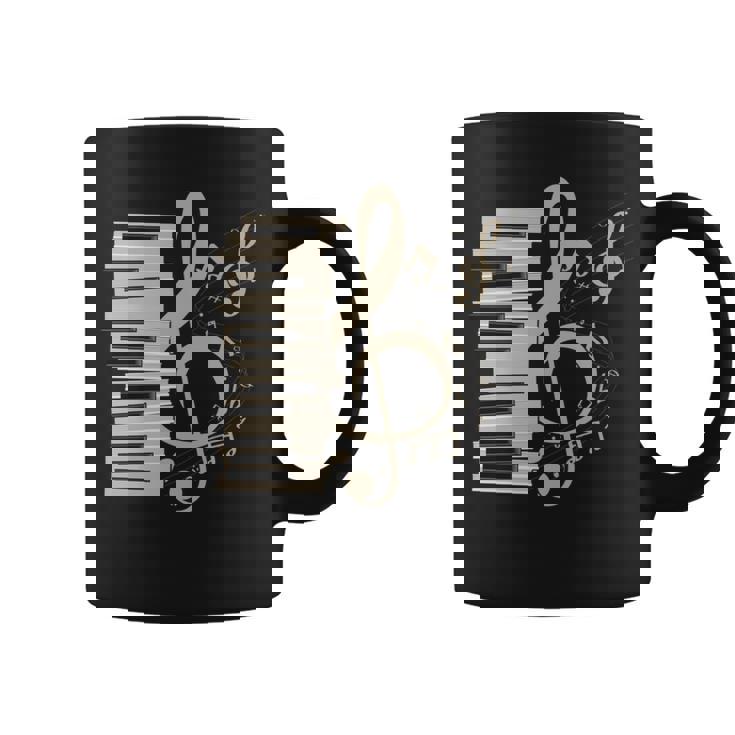 ピアノ音部記号 音楽ギフト ト音記号 ピアノ 長袖tシャツ コーヒーマグ