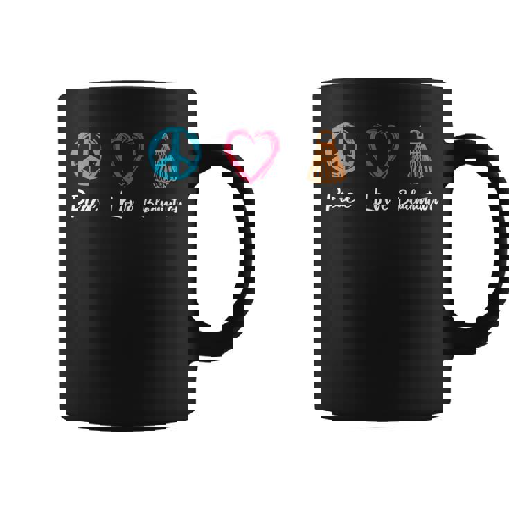 ピース・ラブ・バドミントン アイ・ラブ・バドミントン 長袖tシャツ コーヒーマグ