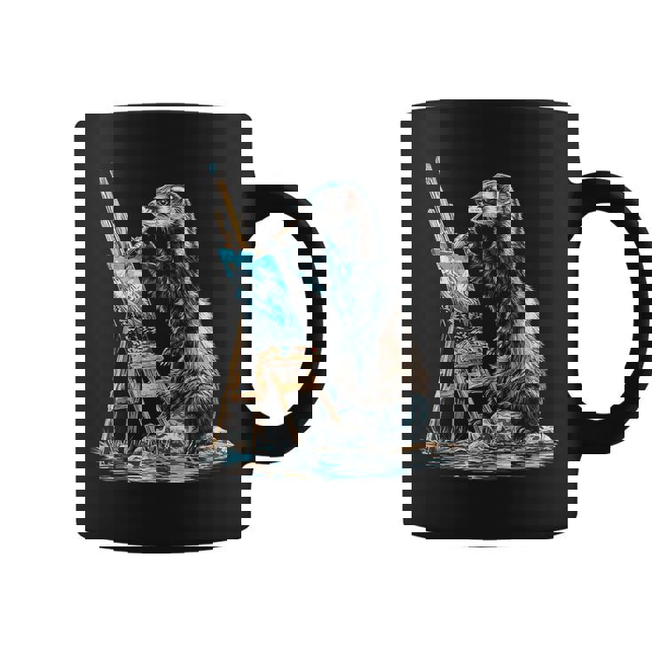 フェレット 自然 絵画 動物 モチーフ アートワーク フェレット コーヒーマグ