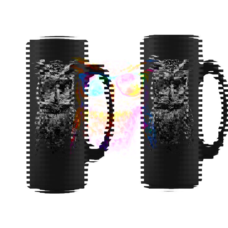 フクロウ カラフル レインボーカラー ポップアート フクロウ フクロウ かわいい フクロウ コーヒーマグ