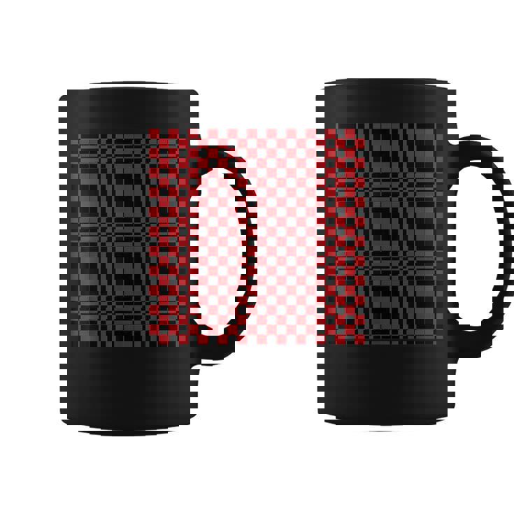 ブラック、レッド、チェッカーボードスクエアパターン、チェックデザイン。 コーヒーマグ