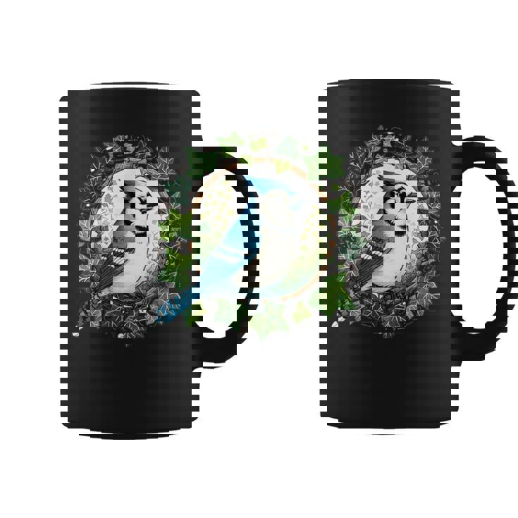 ブルージェイとイングリッシュアイビーバードアートブルージェイズイラスト コーヒーマグ