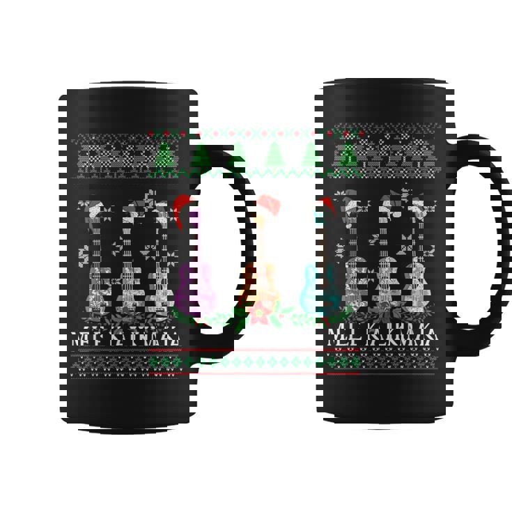 メレカリキマカハワイアンクリスマスウクレレ醜いデザインシャツ コーヒーマグ
