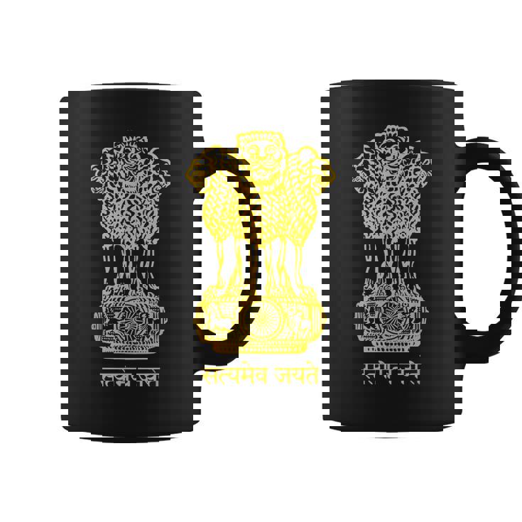 ライオンエンブレム インド国旗 ヒヌ ヒンディー語 デリー ムンバイ コーヒーマグ