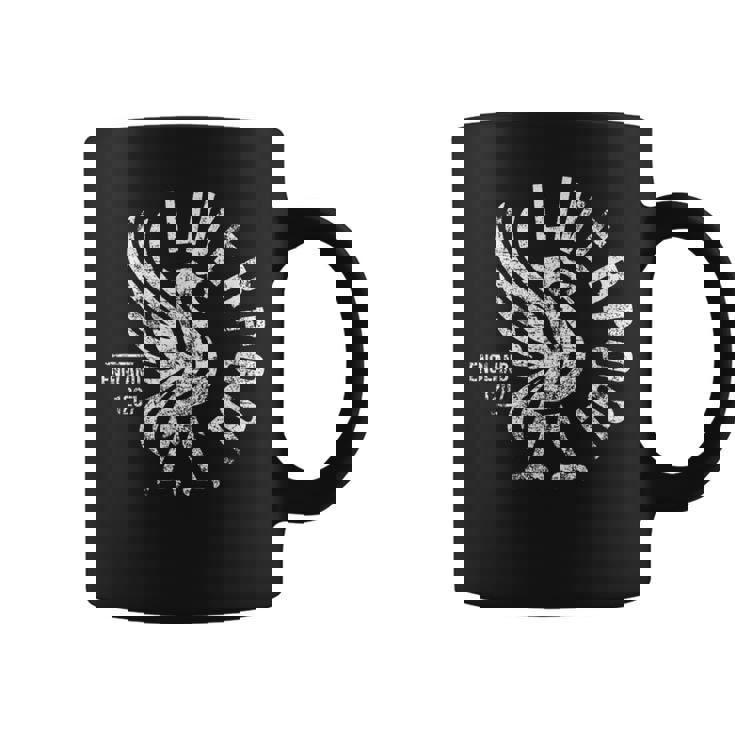 リバプール イングランド Est 1207 ラウンド ホワイト アンティーク調プリント コーヒーマグ