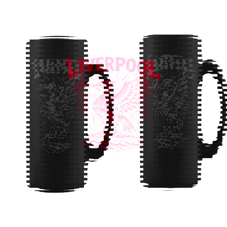 リバプール イングランド Zine インク 肝臓 鳥 レッドプリント コーヒーマグ