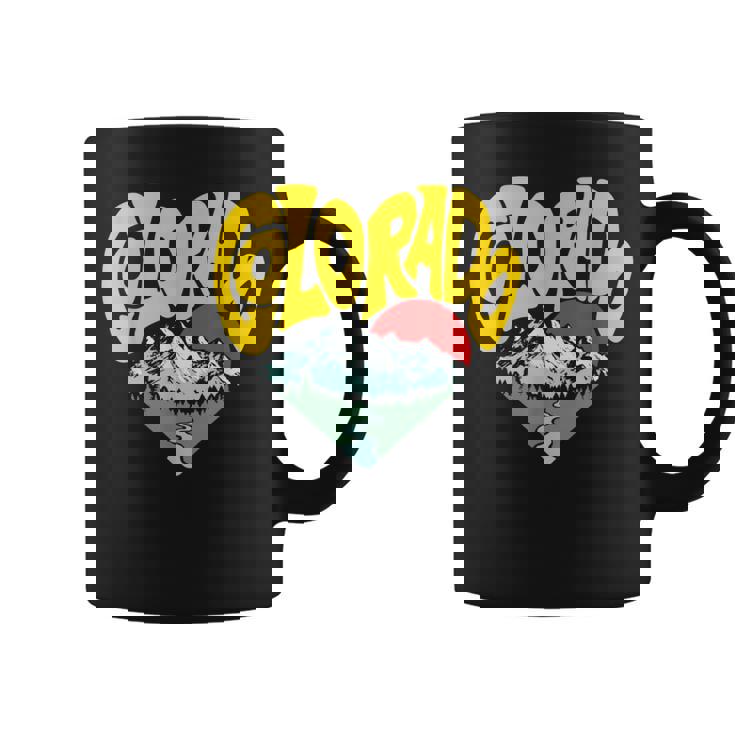 レトロ コロラド州 アウトドア 自然 恋人 ハート 山脈 グラフィック コーヒーマグ