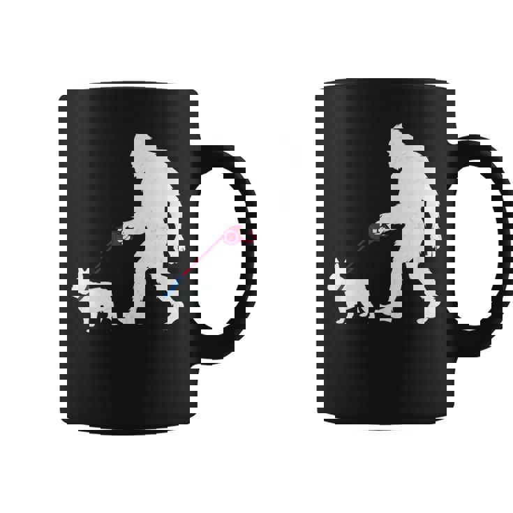 レトロ ビッグフット ウォーキング フレンチブルドッグ ファニー サスカッチ 長袖tシャツ コーヒーマグ