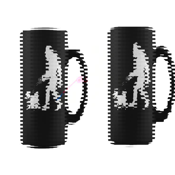 レトロ ビッグフット ウォーキング マルチーズ 犬 面白い サスカッチ 長袖tシャツ コーヒーマグ