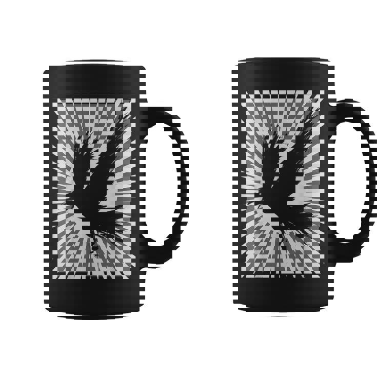 レトロなカラスの美学 日本の旭日旗 黒カラス コーヒーマグ