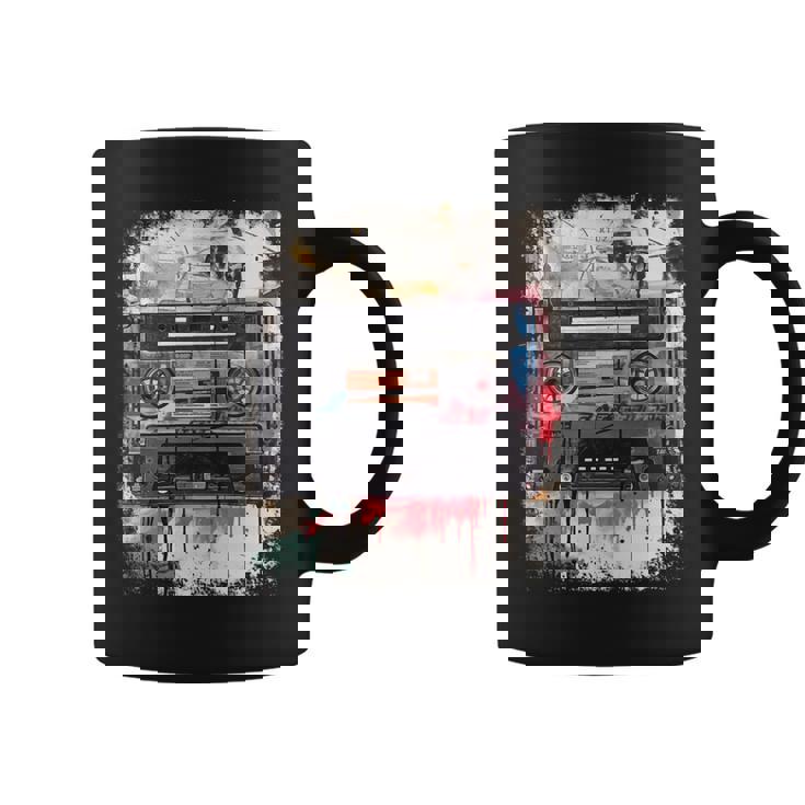 レトロスタイル オールドスクールミュージックテープ カセット ヴィンテージ ミックステープ 長袖tシャツ コーヒーマグ