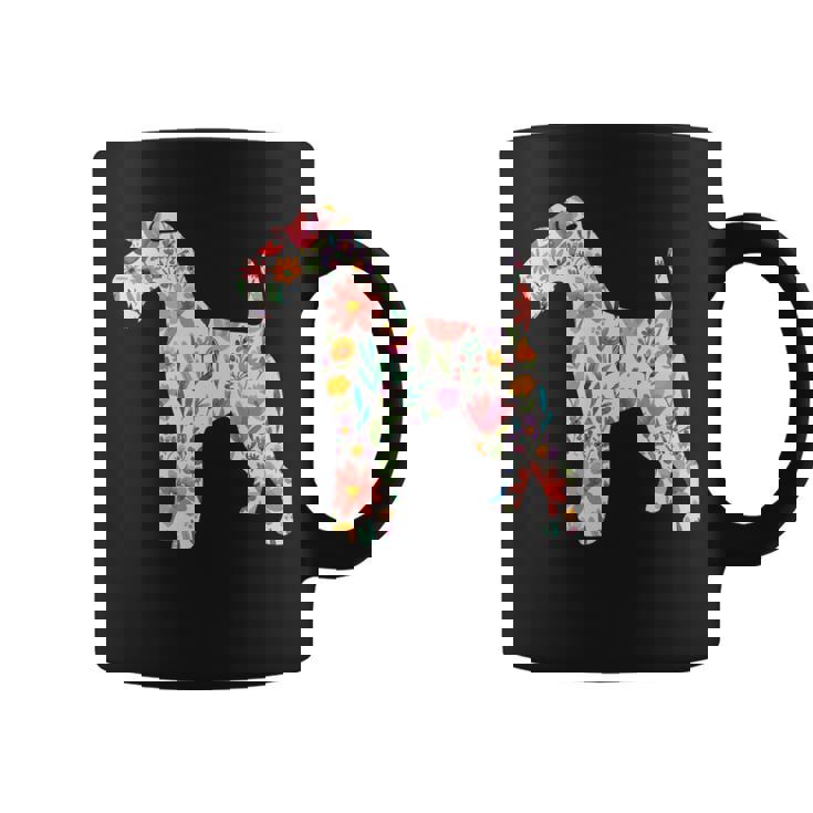 ワイヤーフォックステリア 水彩フラワーデザイン 長袖tシャツ コーヒーマグ