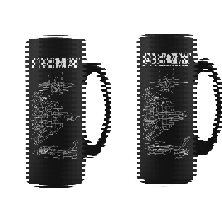 ヴィンテージ ホワイト F14 トムキャット 飛行機 スケマティック F-14 ジェット 長袖tシャツ コーヒーマグ