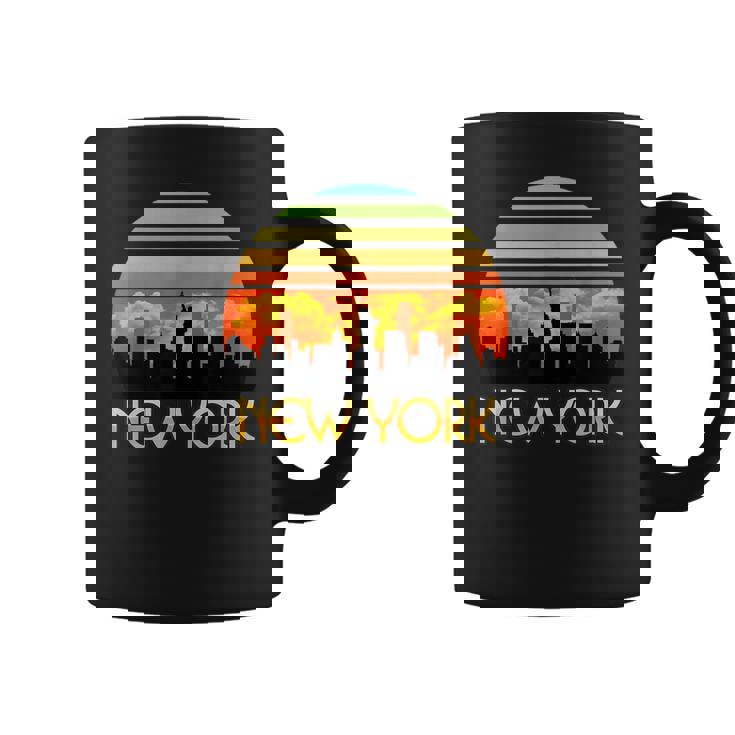 ヴィンテージ レトロ サンセット ダウンタウン ニューヨーク スカイライン コーヒーマグ