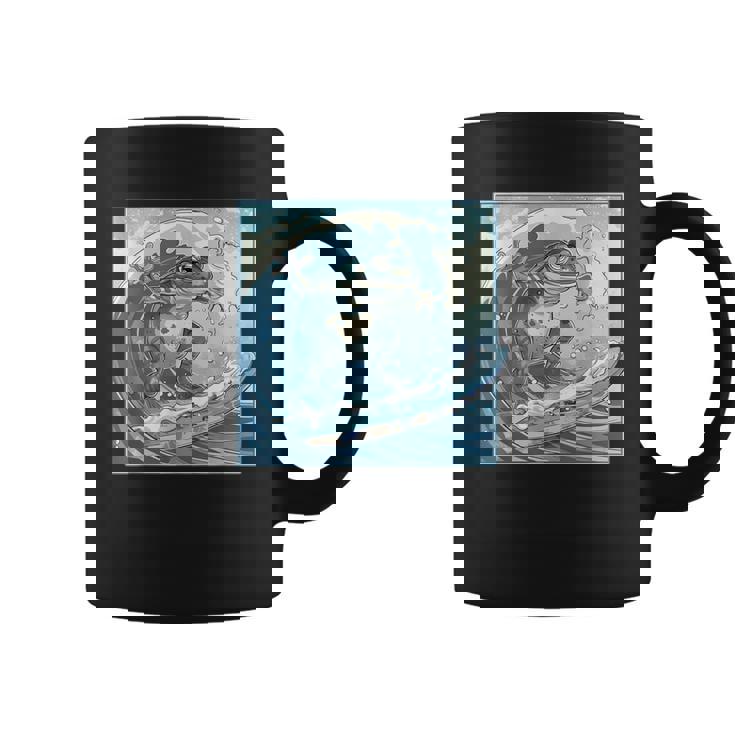 両生類サーファー 日本の波 アート サーフィン カエル コーヒーマグ