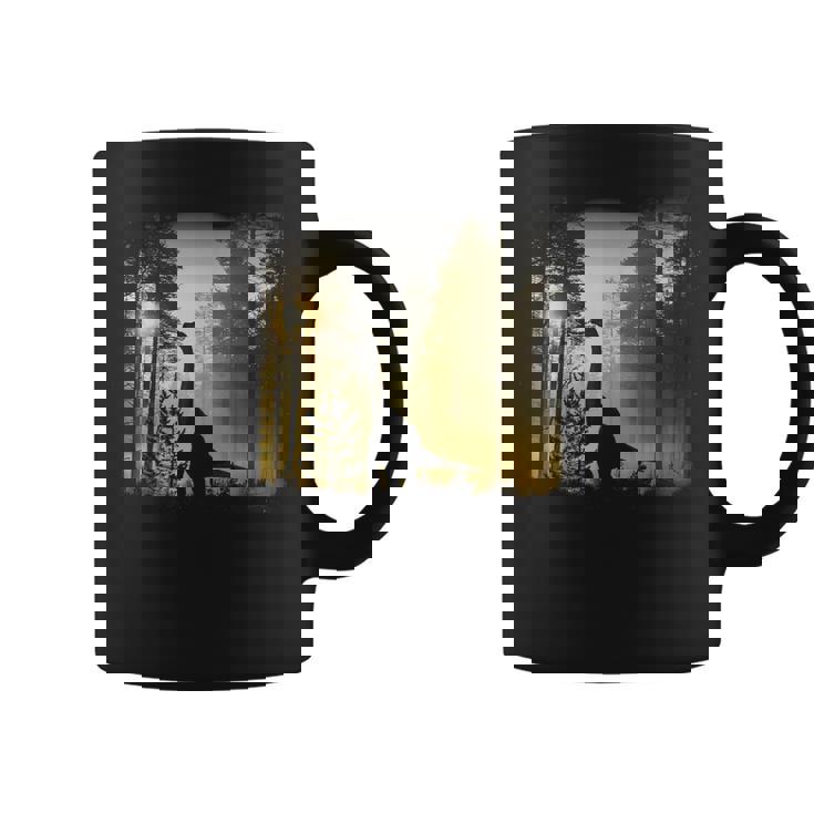夜明けの竜脚類恐竜の森 リアルなグラフィックデザイン コーヒーマグ