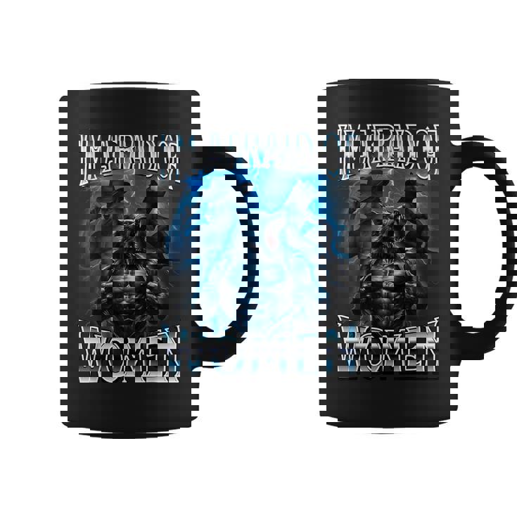 女が怖い狼アルファ・ウルフ・ミーム・クリンジ・ビアード コーヒーマグ