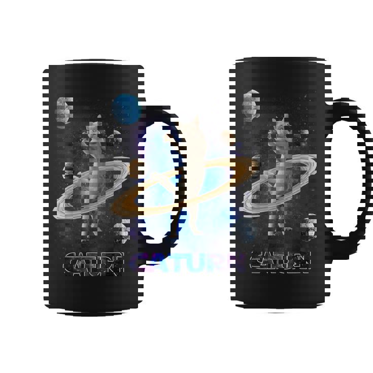 宇宙の土星猫土星ギャラクシー面白い子猫猫の恋人 コーヒーマグ