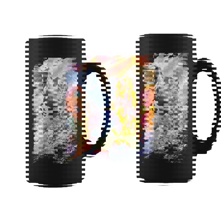 宇宙の銀河猫とユニコーン ペガサス コーヒーマグ