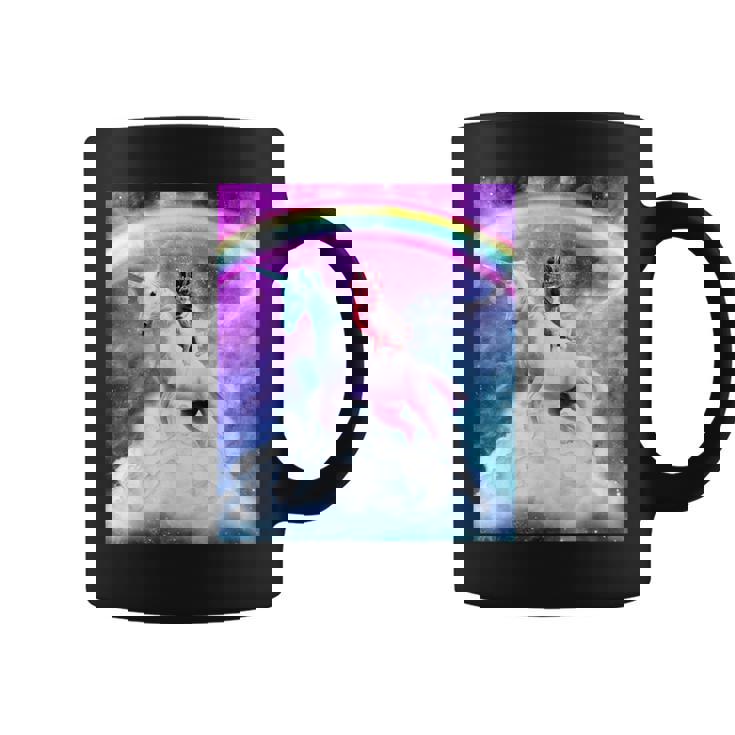 宇宙パグ 雲の上のレインボーユニコーン コーヒーマグ