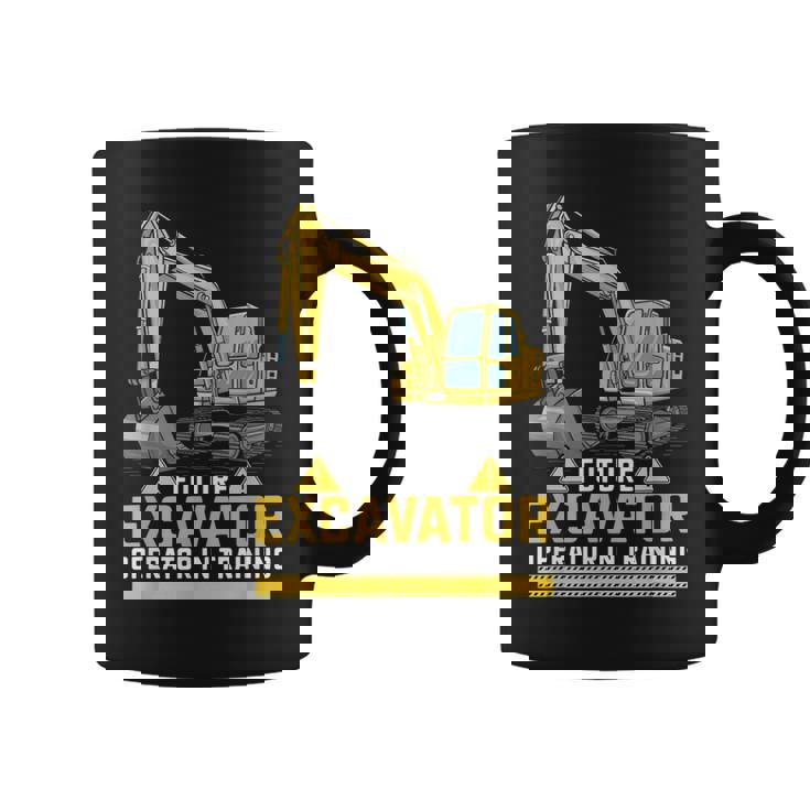 将来の掘削機オペレーターが重機ファンのトレーニングに参加。 コーヒーマグ