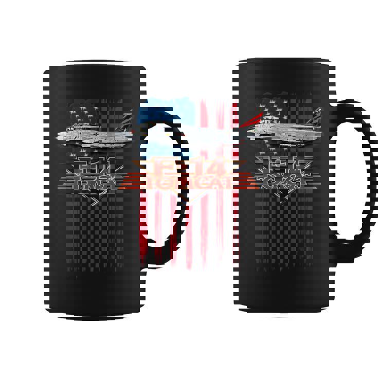愛国的な海軍 F-14 トムキャットとアメリカ国旗 コーヒーマグ