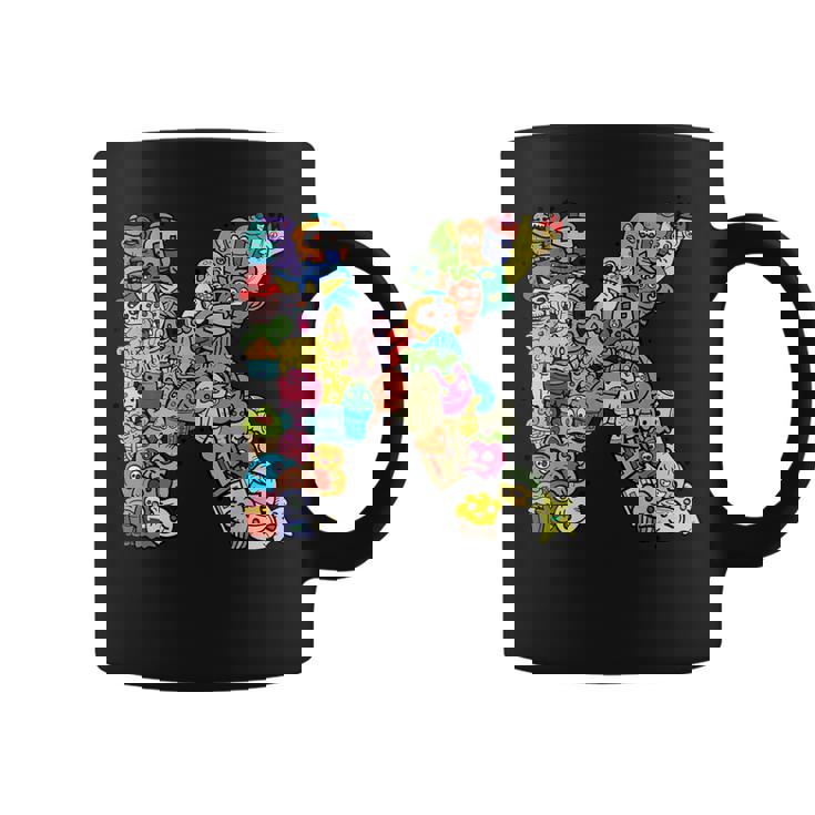 文字k Monsters アルファベットネーム イニシャル キュート モノグラム コーヒーマグ