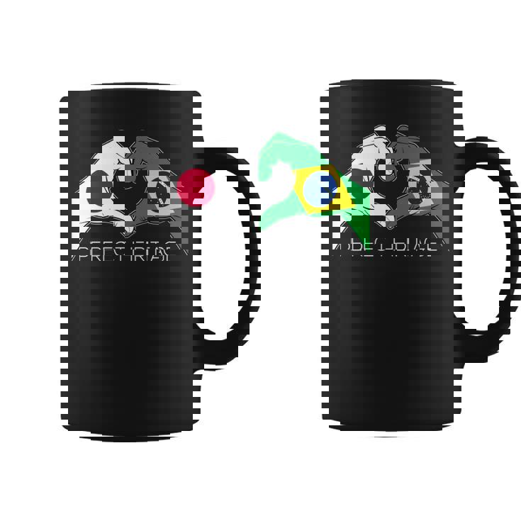 日本とブラジル ブラジル 日本人 パーフェクトヘリテージ ハート 長袖tシャツ コーヒーマグ