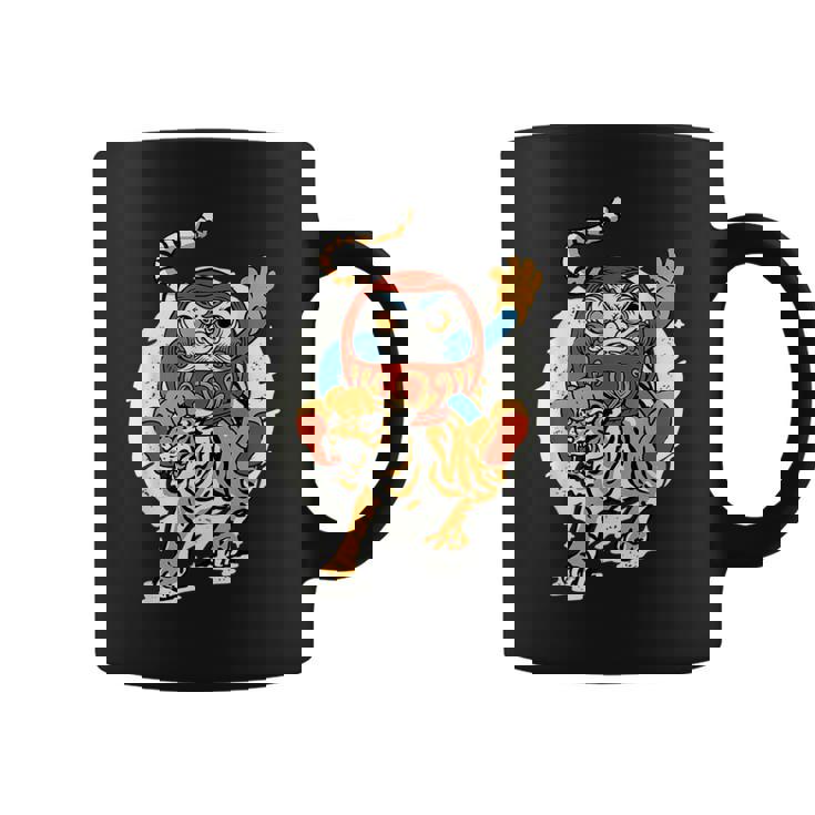 日本のトラ ラッキーだるま人形 日本の伝統 コーヒーマグ