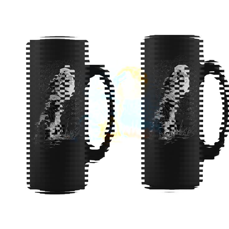 月に吠える美しいボーダーコリー犬 コーヒーマグ