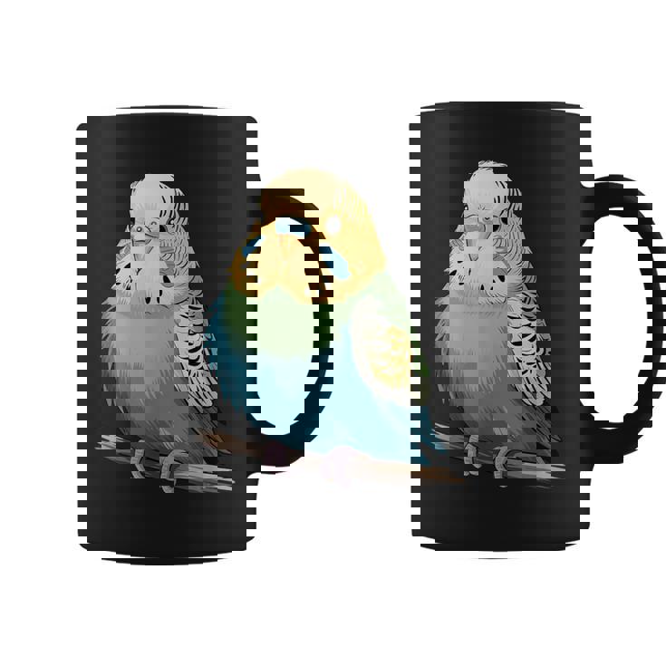 枝に腰掛けたチャーミングなセキセイインコ コーヒーマグ