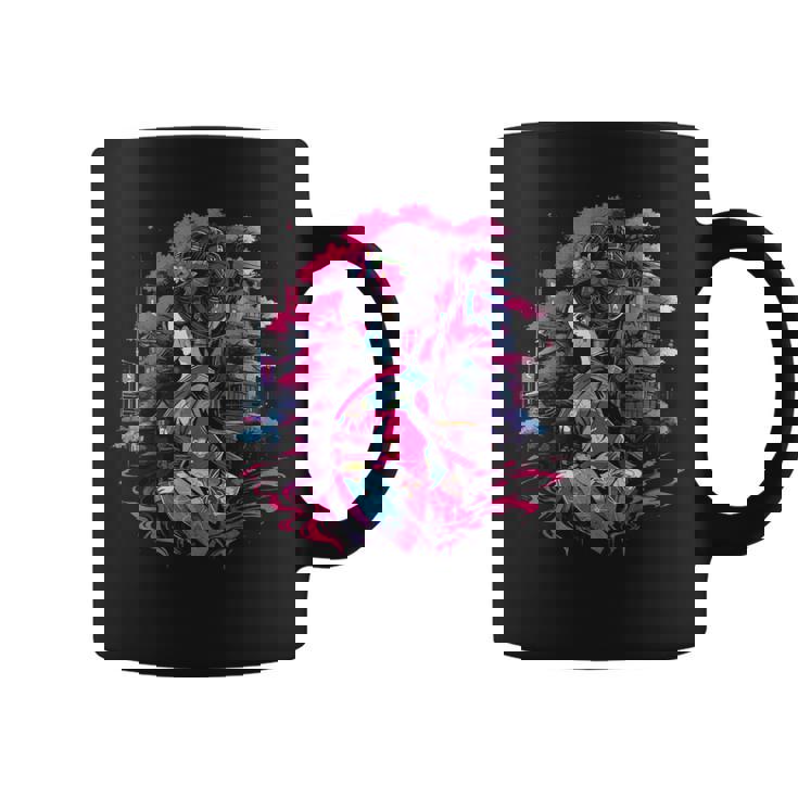 桜と芸者、サイバーパンク・イラストレーション コーヒーマグ