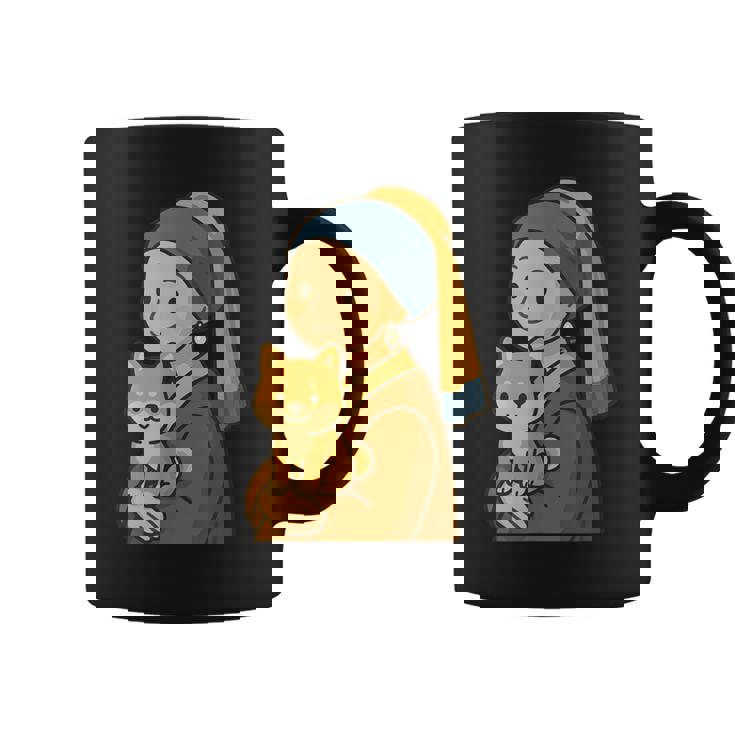 真珠の耳飾りの少女 柴犬 子柴 名画 いぬ イラスト かわいい 犬好き おもしろ 面白い コーヒーマグ