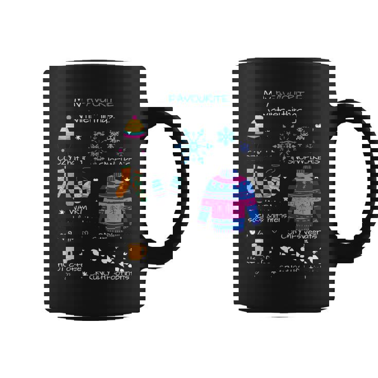 私のお気に入りの冬のものは、居心地の良い帽子、雪の結晶、ホットコーヒーです。 長袖tシャツ コーヒーマグ