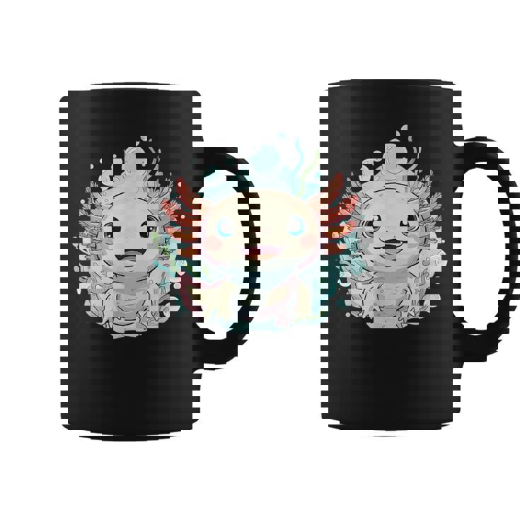 笑顔のaxolotl カワイイかわいい水中漫画 コーヒーマグ