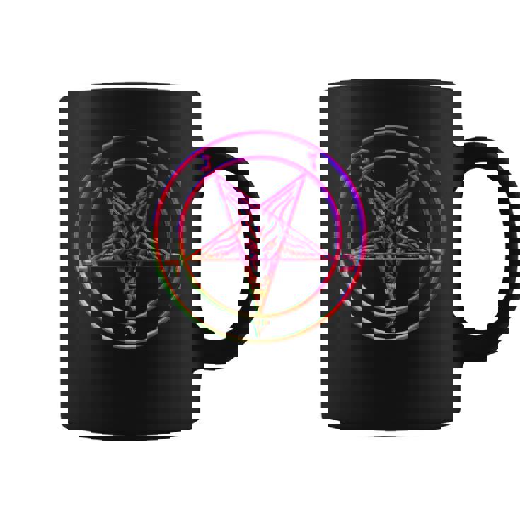 美しいvaporwave サタニックペンタグラム レトログリッチ効果 コーヒーマグ