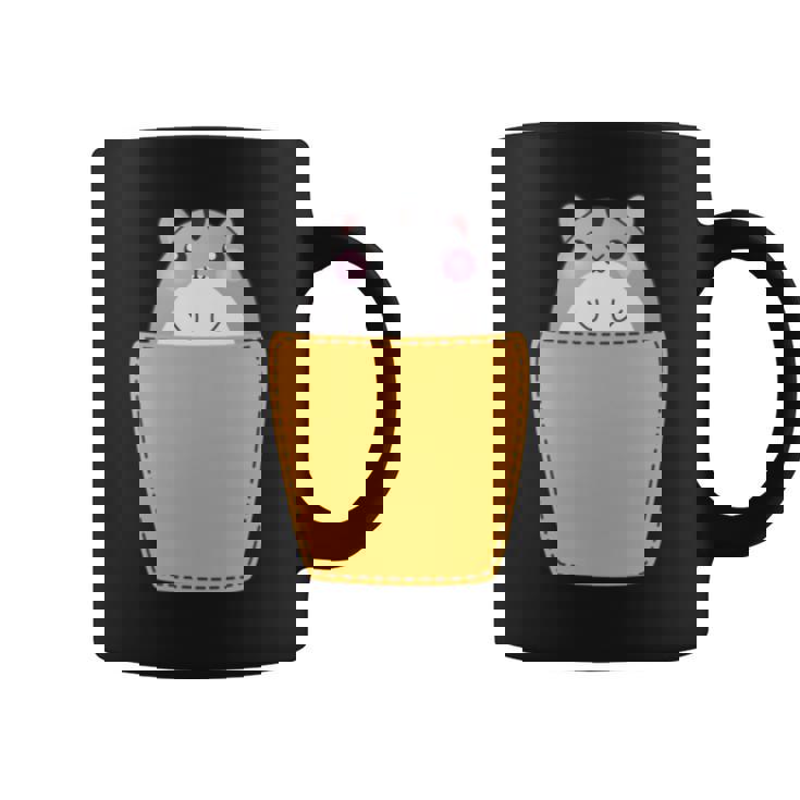 胸ポケットにハムスター 長袖tシャツ コーヒーマグ