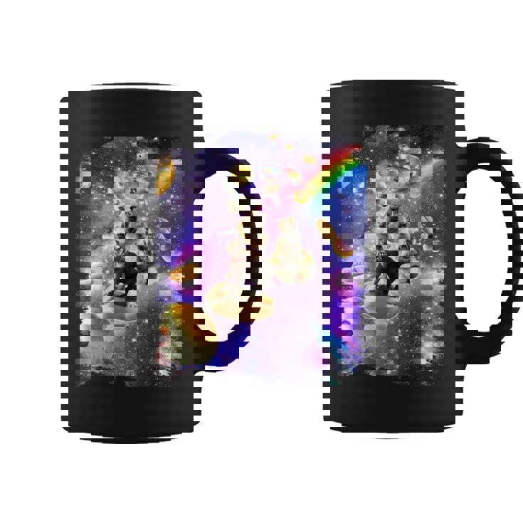 虹銀河のホットドッグに乗る宇宙の猫 コーヒーマグ