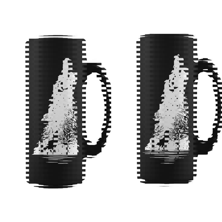 遠吠えするオオカミ 星空 オオカミモチーフ 男女兼用 コーヒーマグ