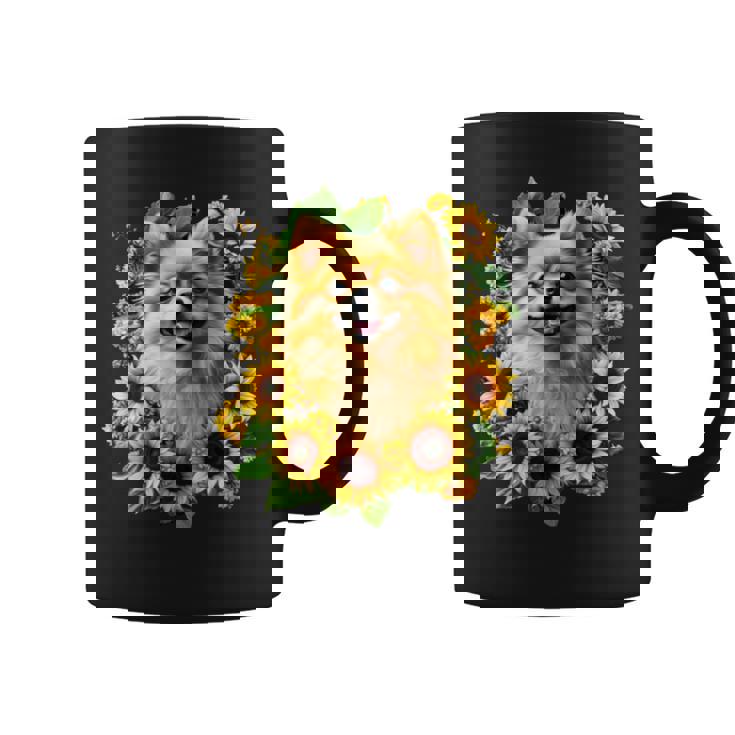 面白いtシャツ ポメラニアン ひまわり わんこ メンズ 犬好き グッズ かわいい おもしろ 面白い 服 ネタ 長袖tシャツ コーヒーマグ