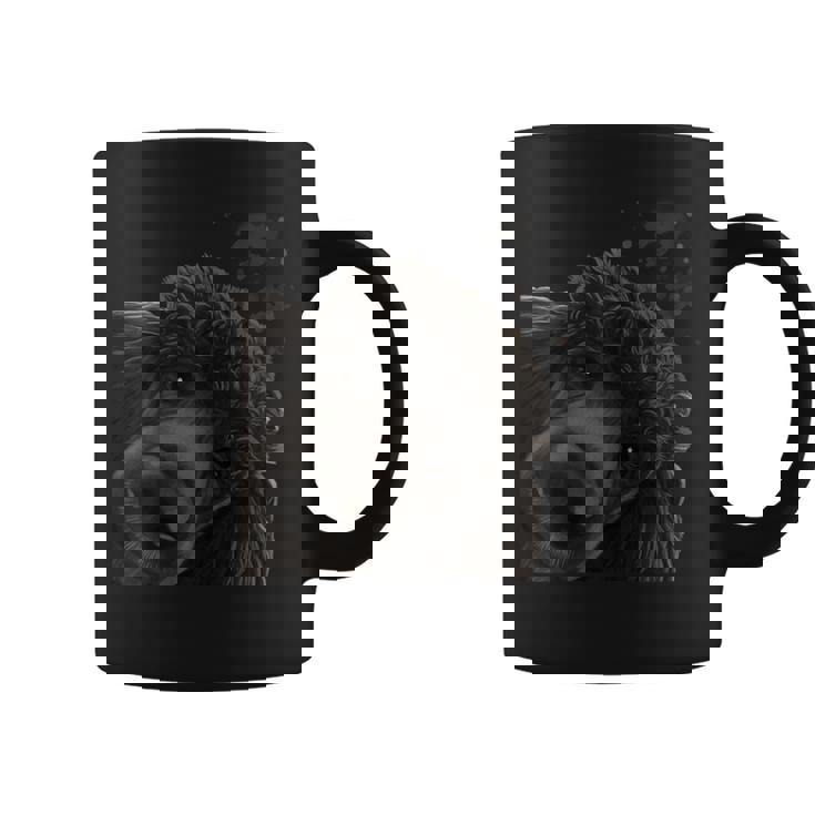 面白いおさるの犬 ブラック スタンダードプードル コーヒーマグ