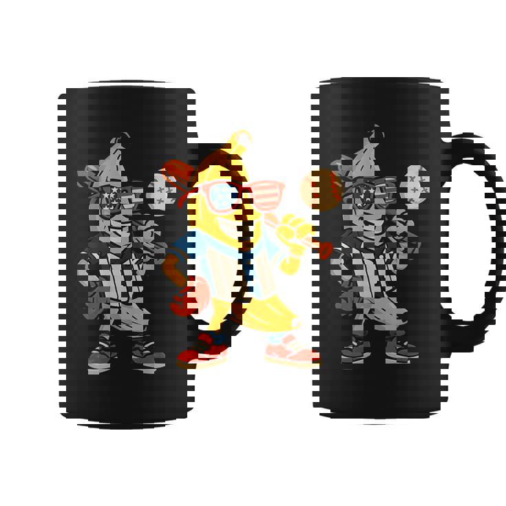 面白いバナナ野球アメリカ国旗サングラス 7月4日 コーヒーマグ