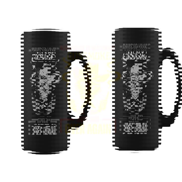 面白い幸せはガンスモークを何度も見ていることです コーヒーマグ