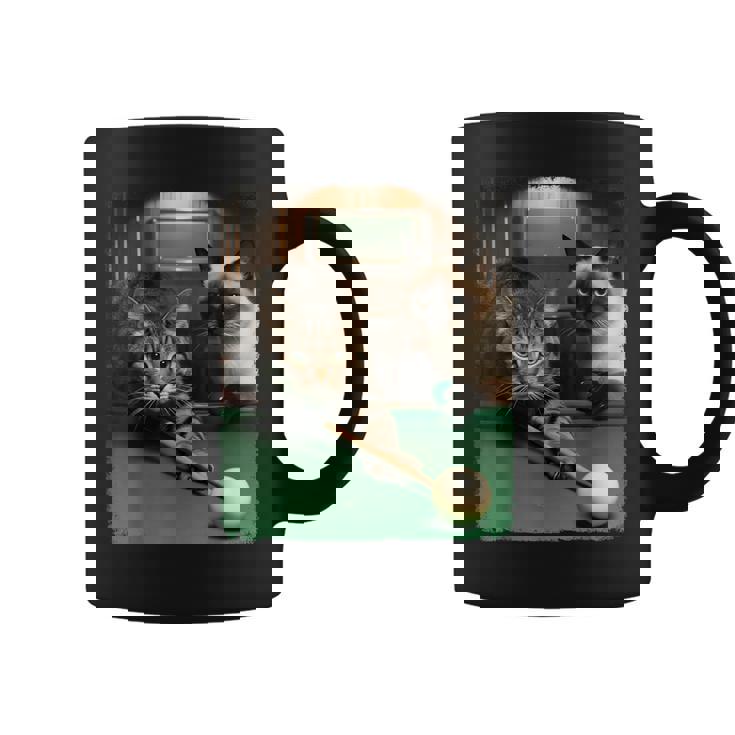 面白い猫 子猫 プールゲーム ビリヤード愛好家 アートデザイン コーヒーマグ