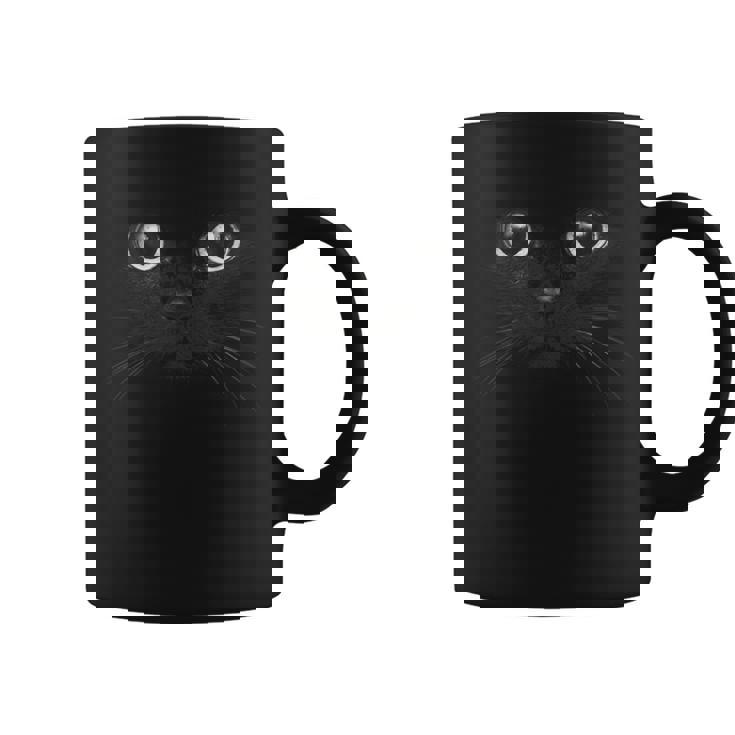 黒猫 顔 グラフィックデザイン 面白い猫好き ハロウィンギフト コーヒーマグ