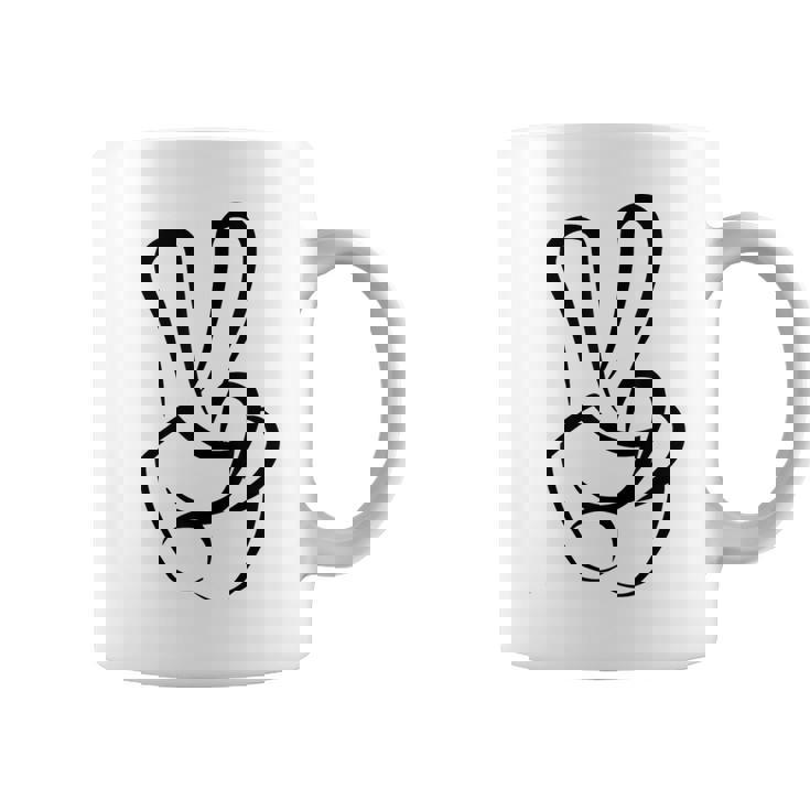 2本指 ピースサイン キュート ビクトリー ハンド ジェスチャー ピースシンボル コーヒーマグ